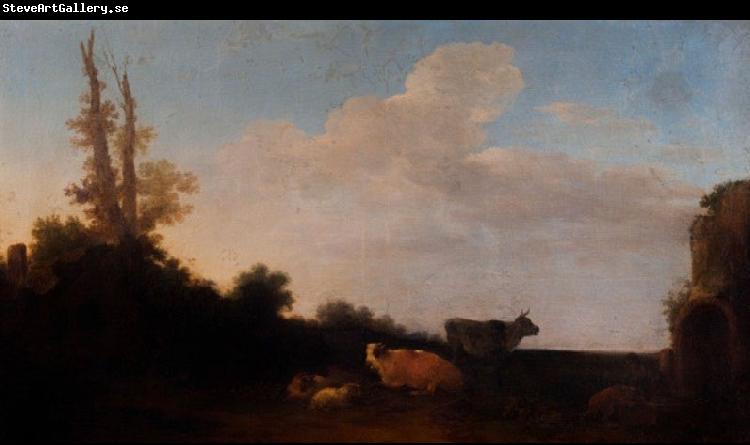 Francesco Giuseppe Casanova Cattle on pasture.